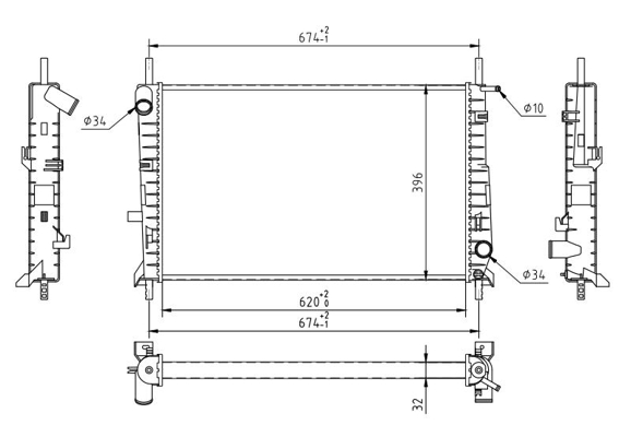 Radiator, engine cooling - 606 832 HART