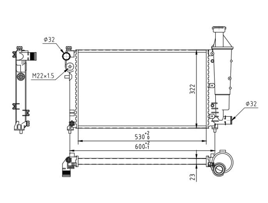 Radiator, engine cooling - 607 335 HART