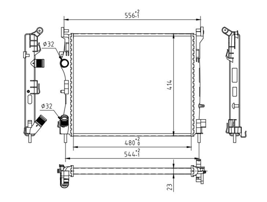 Radiator, engine cooling - 607 338 HART