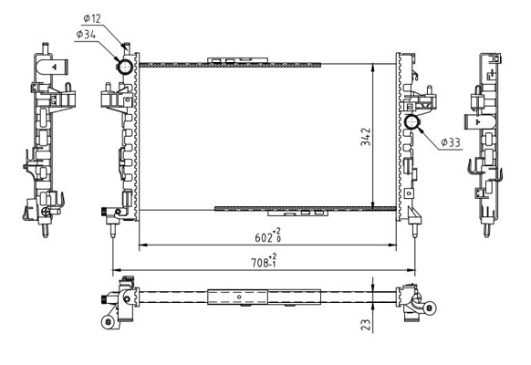 Radiator, engine cooling - 607 840 HART