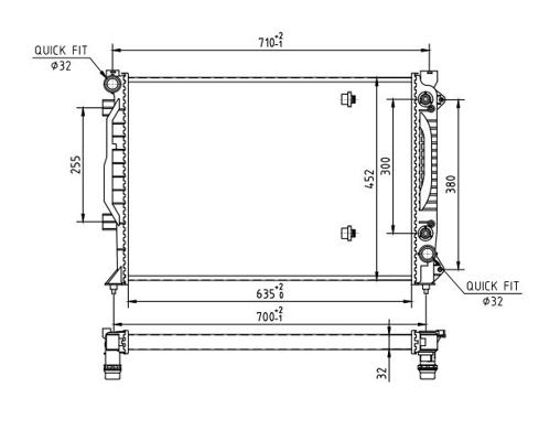 Radiator, engine cooling - 608 013 HART