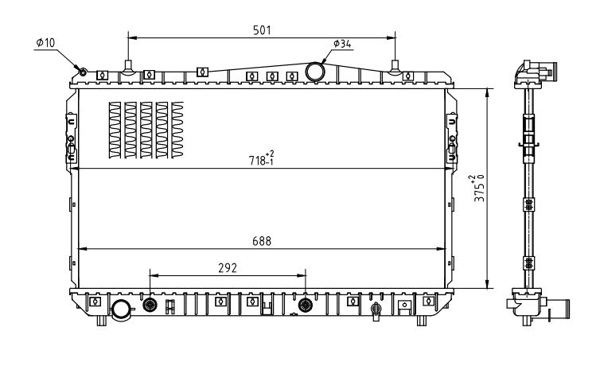 Radiator, engine cooling - 608 098 HART