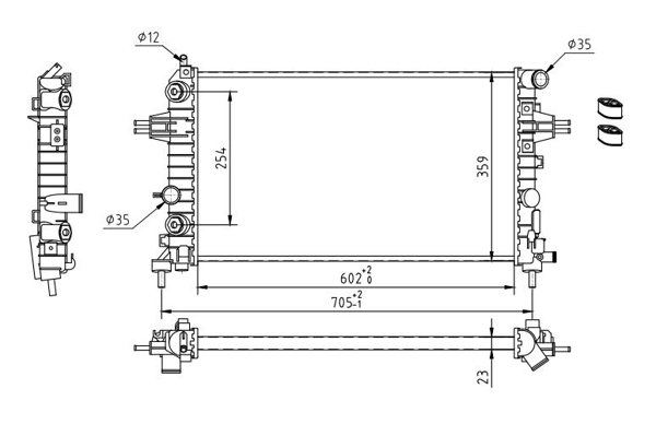 Radiator, engine cooling - 608 130 HART