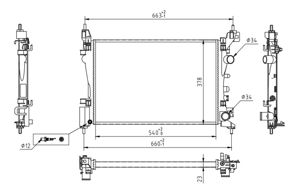Radiator, engine cooling - 608 327 HART