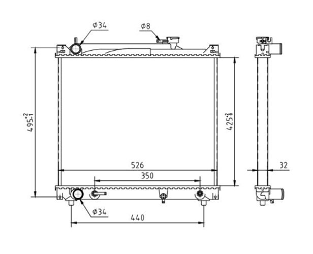 Radiator, engine cooling - 611 838 HART