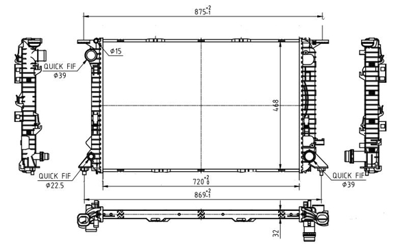 Radiator, engine cooling - 612 306 HART