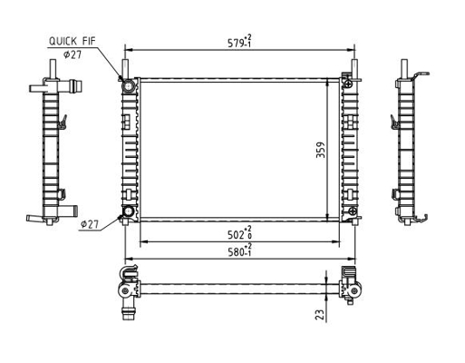 Radiator, engine cooling - 612 327 HART