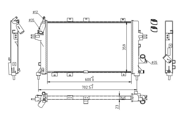 Radiator, engine cooling - 612 357 HART