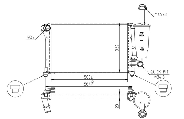 Radiator, engine cooling - 614 213 HART