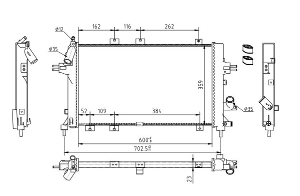 Radiator, engine cooling - 614 275 HART