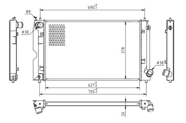 Radiator, engine cooling - 620 236 HART