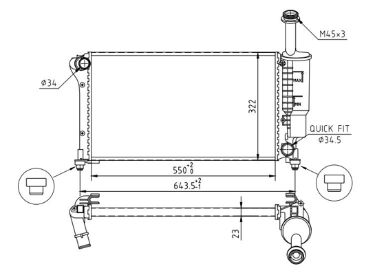 Radiator, engine cooling - 620 253 HART