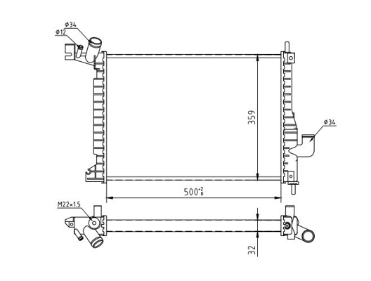 Radiator, engine cooling - 622 287 HART