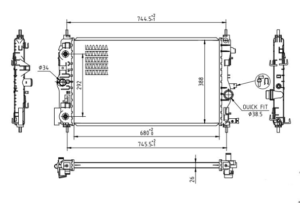 Radiator, engine cooling - 622 289 HART