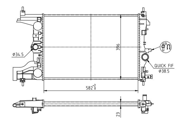 Radiator, engine cooling - 623 791 HART
