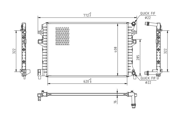 Radiator, engine cooling - 623 812 HART