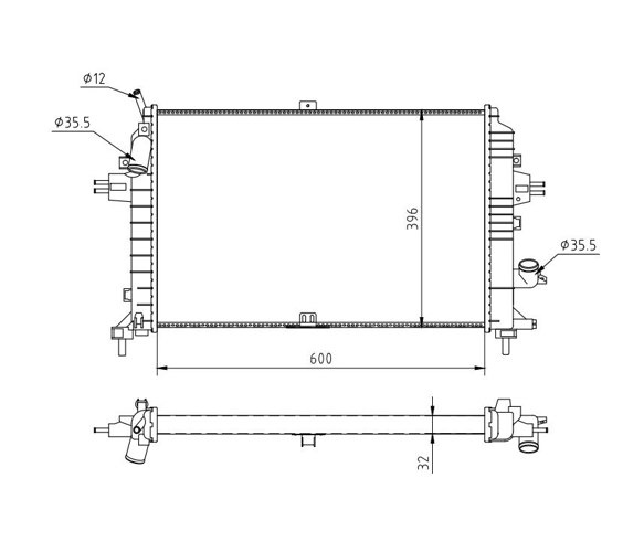 Radiator, engine cooling - 637 128 HART