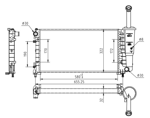 Radiator, engine cooling - 637 133 HART