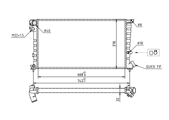 Radiator, engine cooling - 637 135 HART