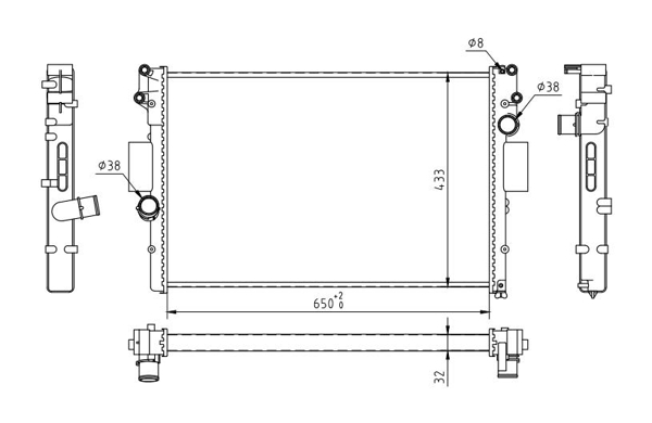 Radiator, engine cooling - 637 137 HART