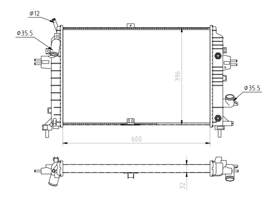 Radiator, engine cooling - 637 148 HART