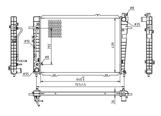 Radiator, engine cooling - 637 154 HART
