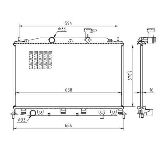 Radiator, engine cooling - 637 156 HART