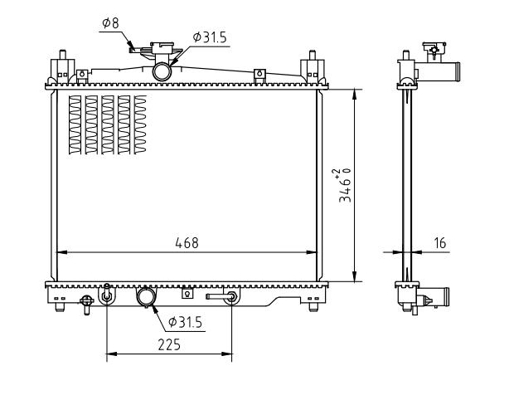 Radiator, engine cooling - 637 160 HART