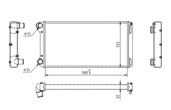 Radiator, engine cooling - 637 193 HART