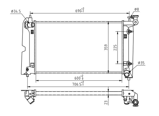 Radiator, engine cooling - 637 209 HART
