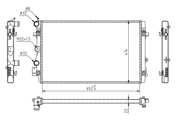 Radiator, engine cooling - 637 210 HART