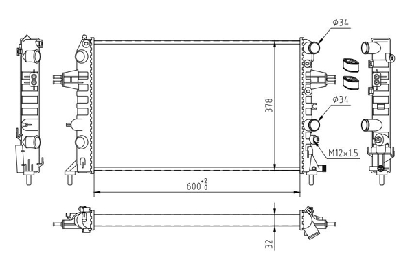 Radiator, engine cooling - 637 216 HART