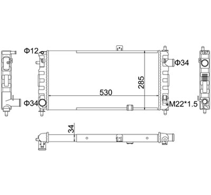 Radiator, engine cooling - 600 097 HART