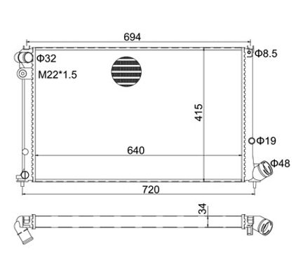Radiator, engine cooling - 601 172 HART
