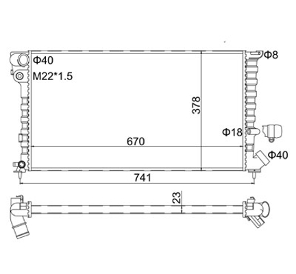 Radiator, engine cooling - 601 388 HART