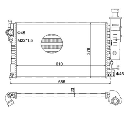Radiator, engine cooling - 601 636 HART
