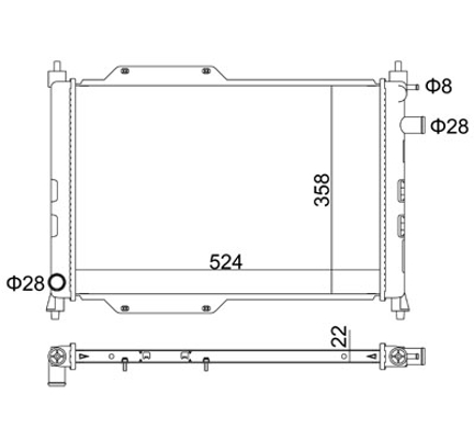 Radiator, engine cooling - 602 128 HART