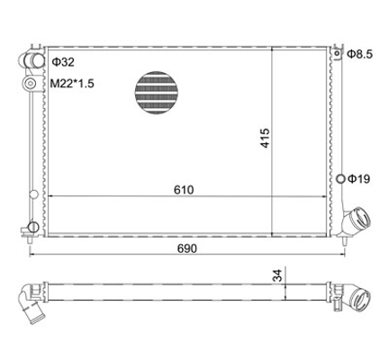Radiator, engine cooling - 603 215 HART
