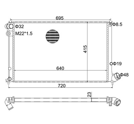 Radiator, engine cooling - 605 884 HART