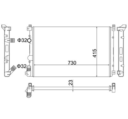 Radiator, engine cooling - 605 896 HART