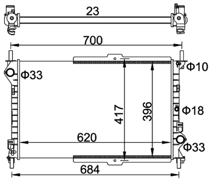 Radiator, engine cooling - 611 944 HART