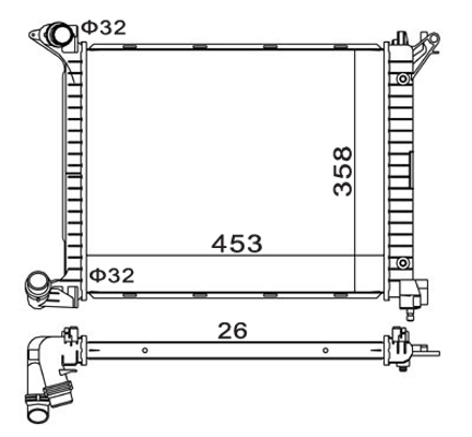 Radiator, engine cooling - 611 970 HART