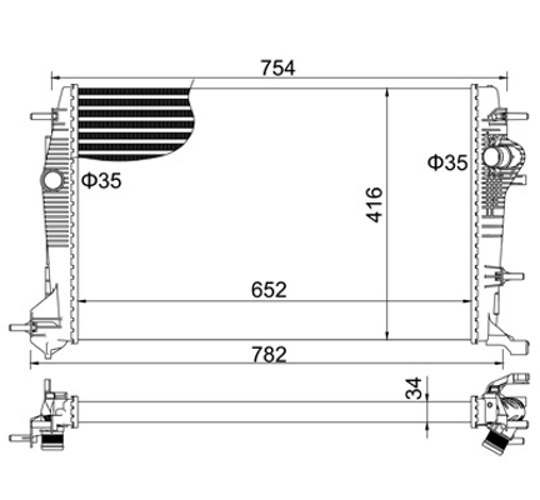 Radiator, engine cooling - 620 208 HART