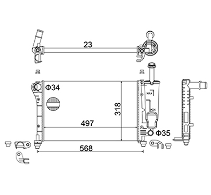 Radiator, engine cooling - 620 725 HART
