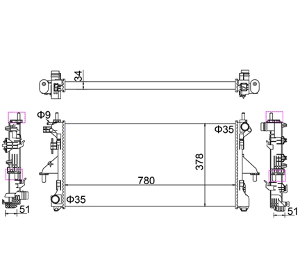 Radiator, engine cooling - 629 175 HART