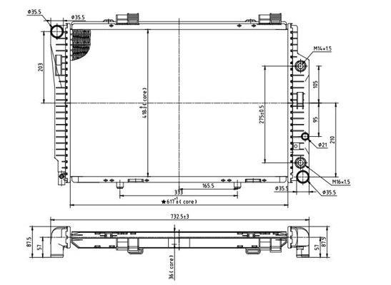 Radiator, engine cooling - 637 161 HART
