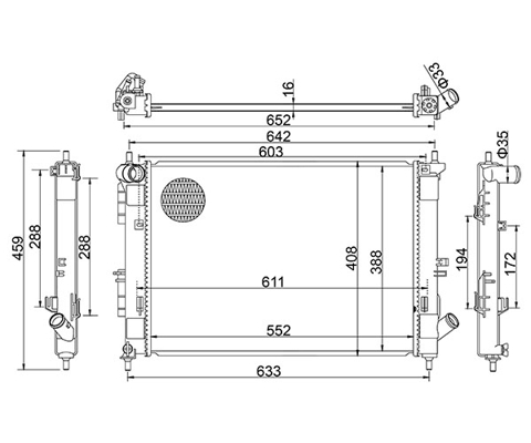 Radiator, engine cooling - 641 304 HART