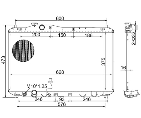 Radiator, engine cooling - 643 965 HART