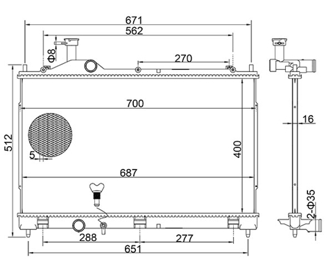 Radiator, engine cooling - 644 081 HART