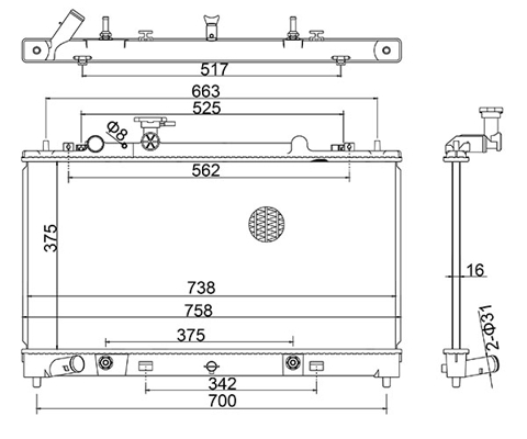Radiator, engine cooling - 644 083 HART